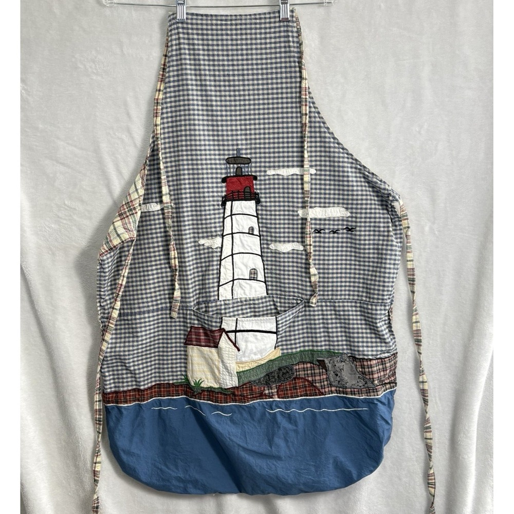 PATCH MAGIC Women Lighthouse Apron Multicolor Reversible Pocket Cook Bake 10a-4